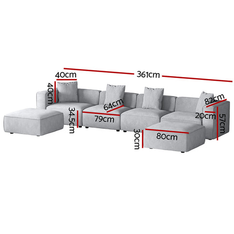 Modular Sofa Chaise Set 6-Seater
